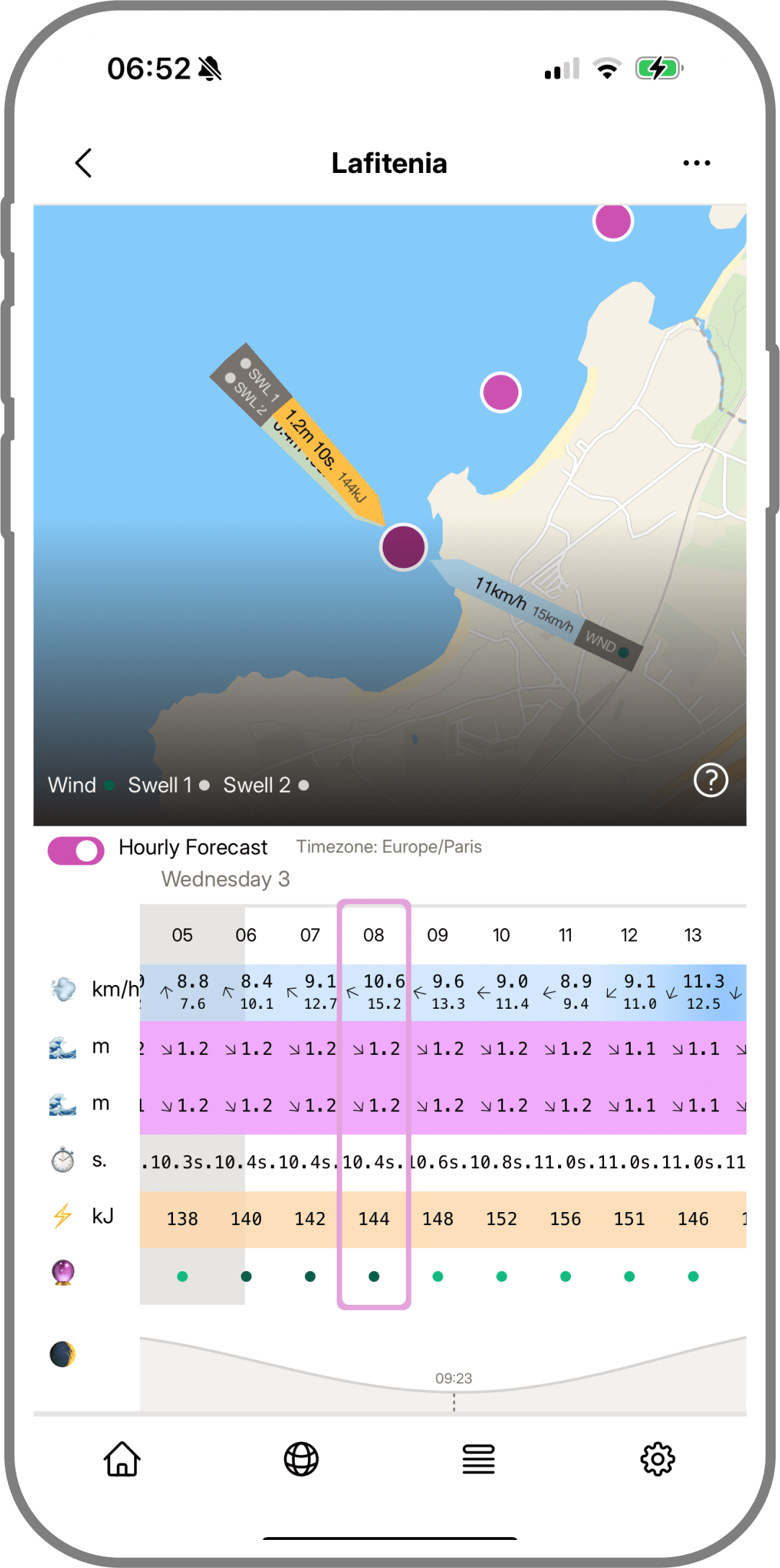 Surf Forecast page on iOS